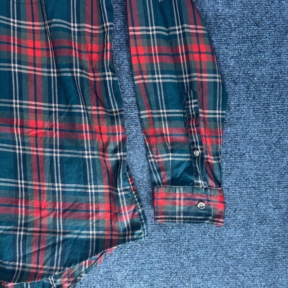 Brooks Brothers Shirt Mens Medium Button Down Red Green Plaid Cotton Pocket - Picture 4 of 8